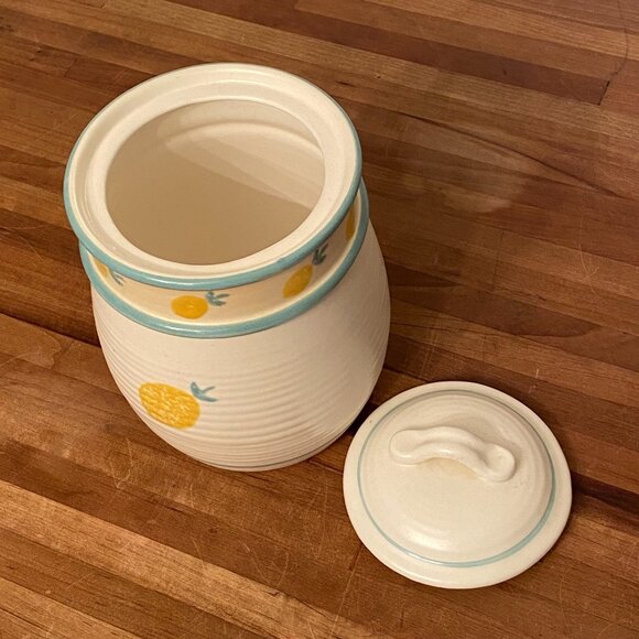 Vintage Lemon Canister Stoneware Jar with Lid - Picture 7 of 10
